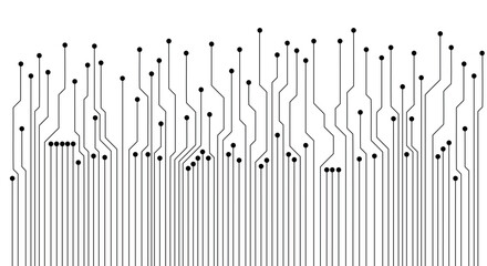 Black lines and dots symbolizing connections. Circuit board wires and some copy space. 