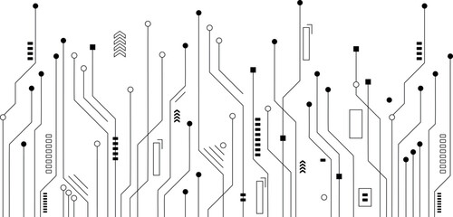 Abstract pattern black line circuit board on white background technology concept. Vector illustration