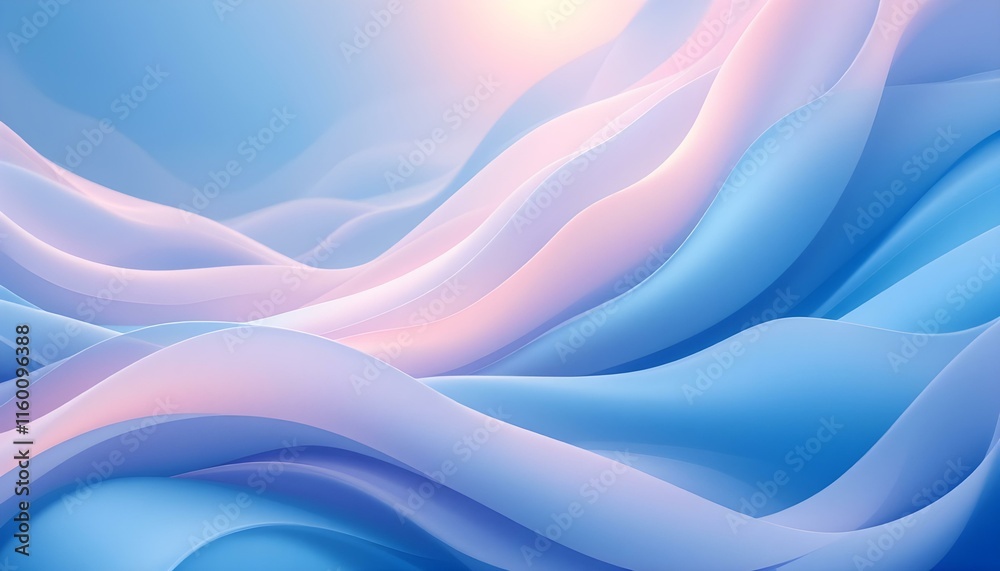 Poster light blue abstract background. abstract background featuring 3d shiny plastic waves in vibrant purp