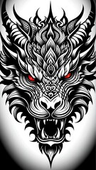 Obraz premium Stylized Dragon Head with Red Eyes