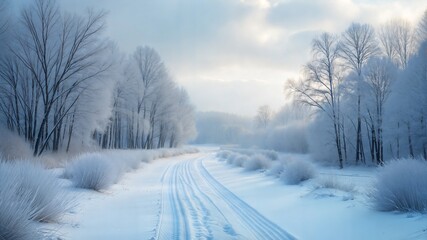 Fototapeta premium amazing mountain winter landscape with fir trees at dawn. 