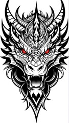Fototapeta premium Dragon Head Black and White Tattoo Design
