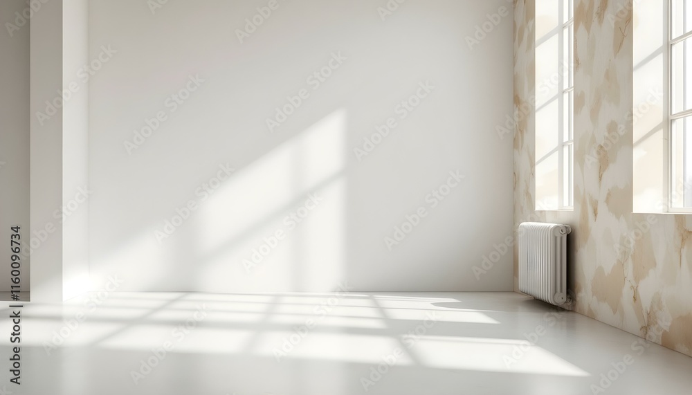 Aufkleber minimal abstract light blue background for product presentation. shadow and light from windows on pl
