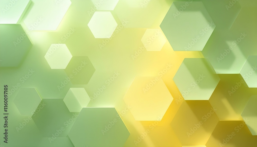 Aufkleber Minimalistic abstract background with hexagonal lines and soft gradients in light tones. Interlocking hexagonal 3d illusion on a sleek, minimalistic abstract background with cool tones
