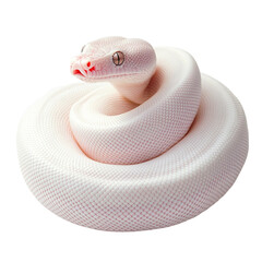 Fototapeta premium Angled view full body shot of an extremely perfect looking single Lipstick Albino Boa animal isolated on a white transparent background