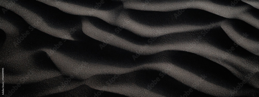 Poster Abstract dark fabric texture with soft waves and folds.