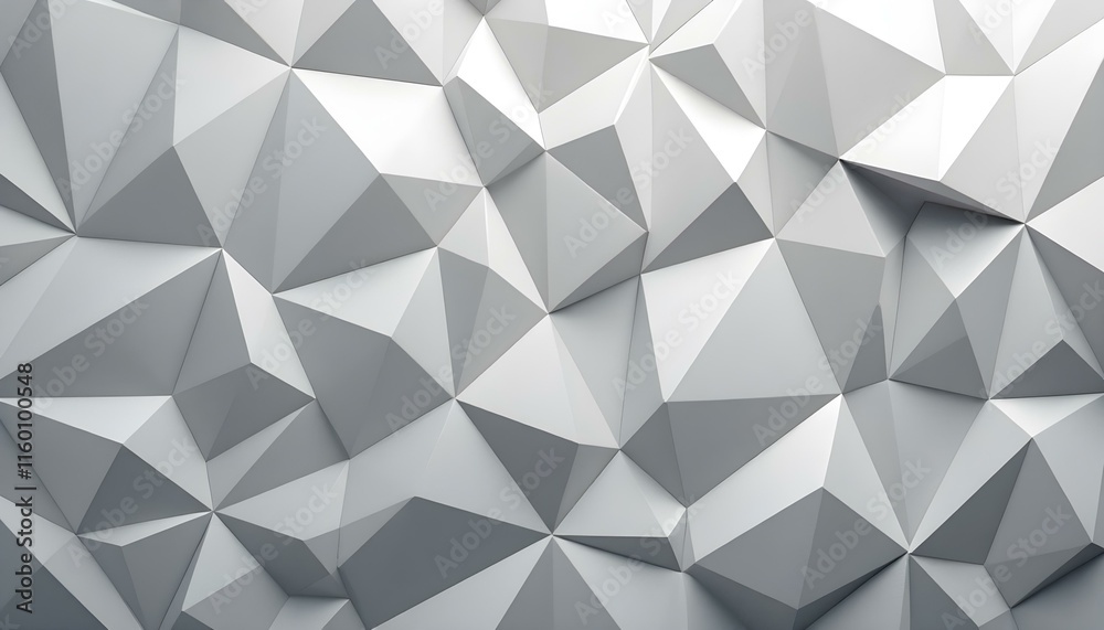 Poster White silver geometric universal background for business presentation. Abstract elegant seamless pattern. Minimalist empty triangular background. Modern digital Happy New Year background cover banner