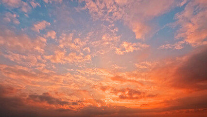 pretty sundown gold clouds on the sky bg - photo of nature