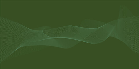 Abstract glowing wave lines on dark green background. Dynamic wave pattern. Modern flowing wavy lines. Futuristic technology concept. 