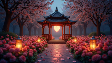 Romantic Heart Lantern Garden Gazebo - Romantic/Love themes
