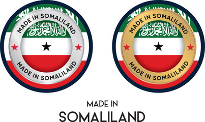 Made in Somaliland. Premium labels, stickers, pointer, badge and symbol of Somaliland flag icon. Collection vector illustration