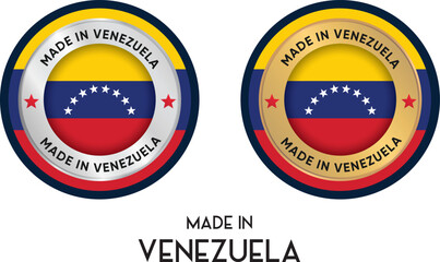 Made in Venezuela. Premium labels, stickers, pointer, badge and symbol of Venezuela flag icon. Collection vector illustration