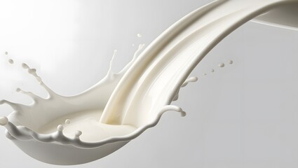 Fototapeta premium Realistic White Milk Splash - Flowing Yogurt or Cream Isolated on Background