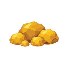  Shimmering gold nuggets isolated flat vector illustration on white background.