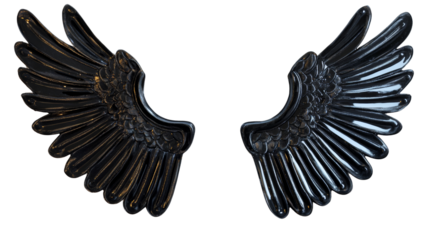 Pair of black wings. isolated transparent background