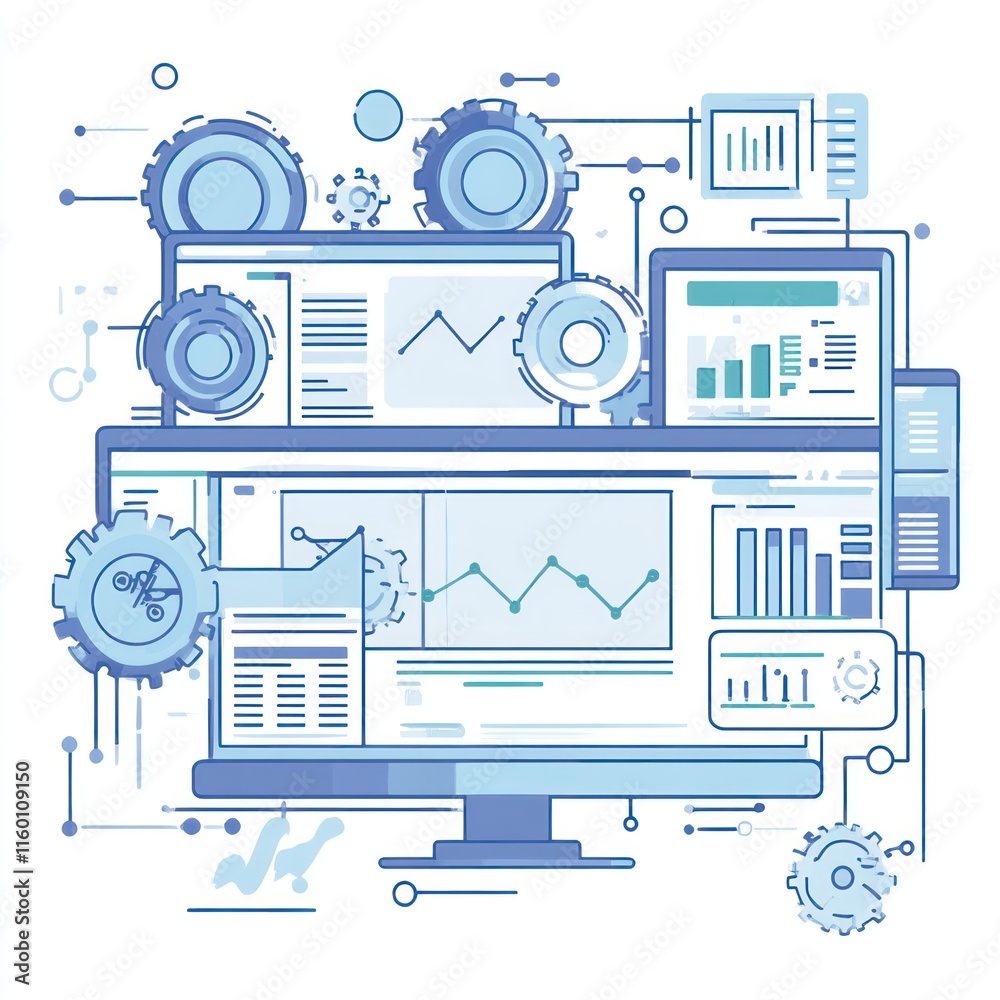Poster data analysis, visualization, and processing system with gears.