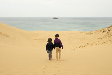 Children on the Tottori Sand Dunes