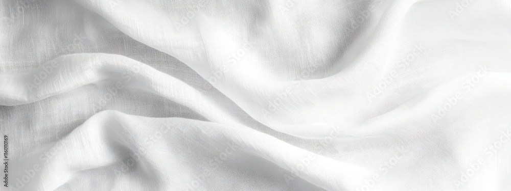 Poster white fabric texture with soft folds and drapes.
