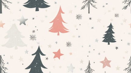 Obraz premium Festive Background with Trees and Stars for Holiday Celebrations