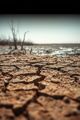 Dried and Cracked Earth Landscape: Effects of Drought and Climate Change