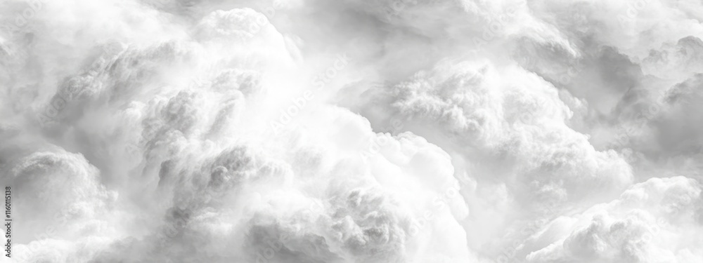 Aufkleber Abstract grayscale image of fluffy clouds, showing texture and light.