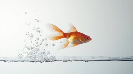 Goldfish Diving in Clear Water