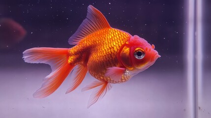 Fototapeta premium Vibrant Goldfish in Crystal Clear Aquarium Water