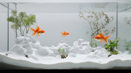 Minimalist Goldfish Aquarium with Aqua Aesthetic