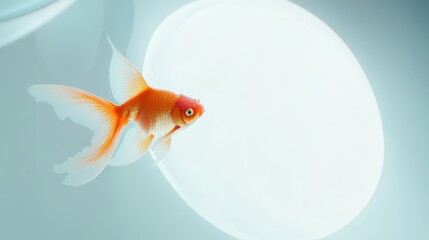 Single Goldfish Swimming Against a Clean Background