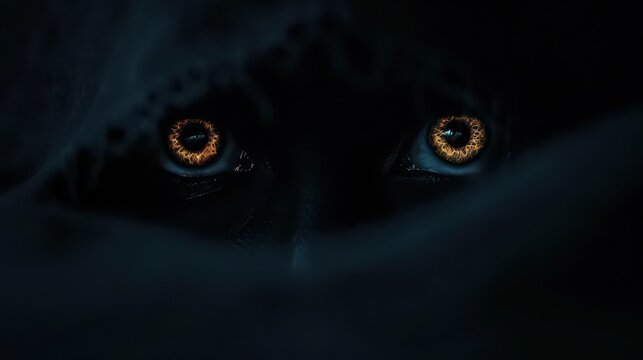 Illuminated Feline. Vibrant blue tones capture the mysterious essence of a feline.