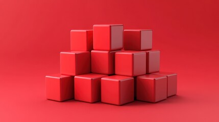 Obraz premium Abstract Red Cube Composition: Minimalist Geometric Design