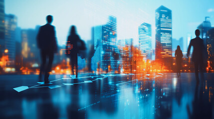 Obraz premium abstract professional business team people innovation connection of line from nail node to node on Smart Innovation city with connection cyber security network reciprocity , networking concept