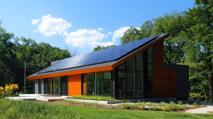 Modern Sustainable Home with Solar Panels