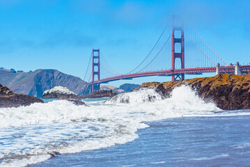 Baker Beach view of Golden Gate Bridge San Francisco California