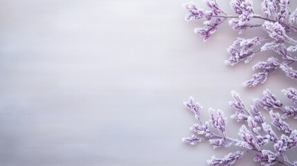 Frosted Lavender Branches on Soft Background, Beautiful Winter Decoration with Natural Elements, Suitable for Holiday and Seasonal Themes