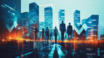 Obraz premium abstract professional business team people innovation connection of line from nail node to node on Smart Innovation city with connection cyber security network reciprocity , networking concept