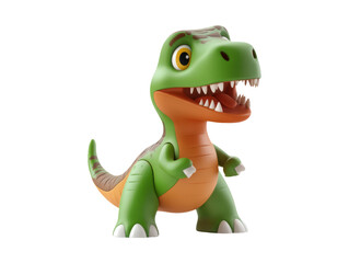 Fototapeta premium Vibrant Green Cartoon Dinosaur Character Isolated on Transparent Background
