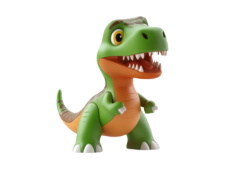 Vibrant Green Cartoon Dinosaur Character Isolated on Transparent Background