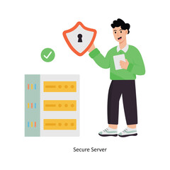 Secure Server concept vector illustration. Database isolated On white Background.      