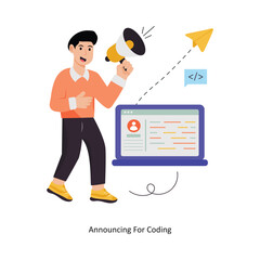 Announcing For Coding concept vector illustration. Database isolated On white Background.        