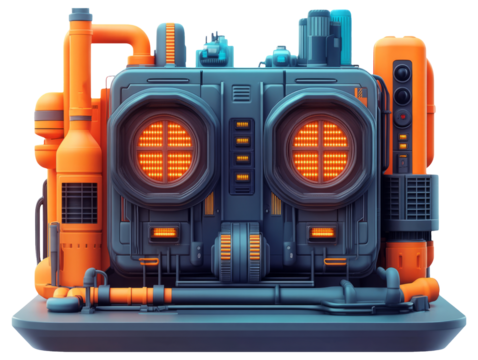 3D Plasticine Podium Design with Cooling Vents on Transparent Background