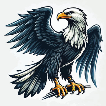 soaring eagle with blue wings and yellow beak clip art preview