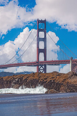 Golden Gate Bridge With Cloudy Sky in San Francisco California