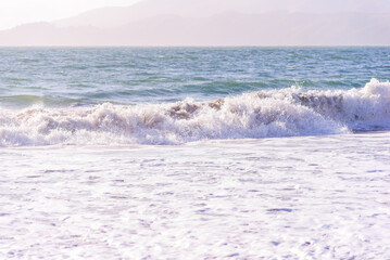 waves on the beach in the morning