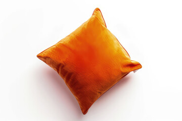 A vibrant orange decorative pillow on a white background, ideal for home decor.