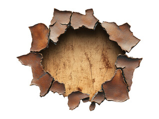 Isolated Hole in Leather with Scar Marks on Transparent Background