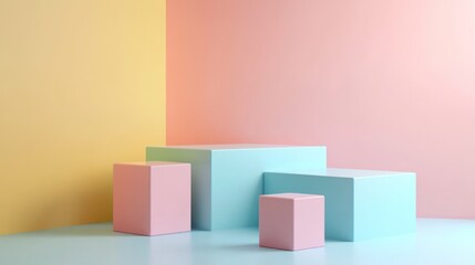 Obraz premium Pastel Cubes Minimalist Product Display Background