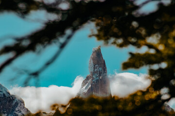 Mountain peak with trees