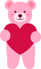 Cute little teddy bear holding a heart valentine Vector
Pink bear holding a love heart flat vector illustration.
For celebrating Valentine's Day, wedding or birthday.
Isolated  Valentine's Day icon .