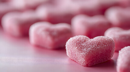Obraz premium Heart Shaped Pink Sugar Candies Perfect for Valentines Day or Sweet Occasions : Generative AI